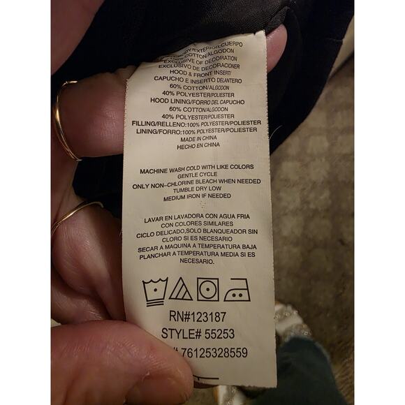 Wrangler Workwear Jacket Mens Blue Hooded Chore Coat Quilt Lined Snap Zip XL - Picture 9 of 9